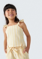 Regata Cropped B&aacute;sica Infantil Menina Em Fio Tinto