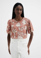 Blusa Feminina Estampada Manga Evas&ecirc; Em Viscose Creponada