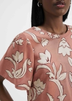 Blusa Feminina Estampada Manga Evas&ecirc; Em Viscose Creponada