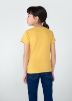 Blusa B&aacute;sica Infantil Menina Manga Curta Slim Com Bordado Cora&ccedil;&atilde;o