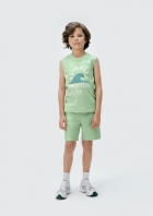 Regata Infantil Menino Em Malha De Algod&atilde;o Com Estampa