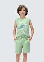 Regata Infantil Menino Em Malha De Algod&atilde;o Com Estampa