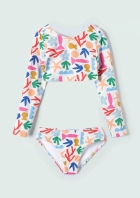 Biqu&iacute;ni Infantil Manga Longa Estampado F&aacute;bula