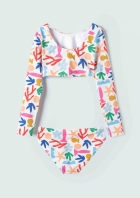 Biqu&iacute;ni Infantil Manga Longa Estampado F&aacute;bula