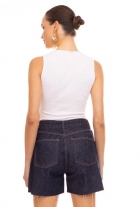 Bermudas Cós Alto Com Aplicações City Blue