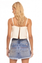 Short Saia Com Cinto Pespontado Cós Alto CityBlue