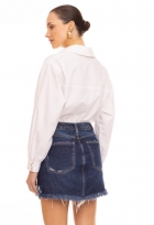 Short Saia Jeans Barra Desfiada CityBlue