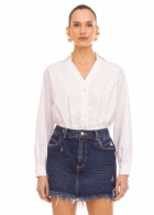 Short Saia Jeans Barra Desfiada CityBlue