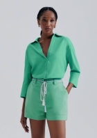 Shorts Feminino Alfaiataria Com Linho